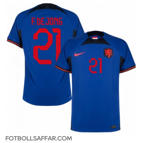 Nederländerna Frenkie de Jong #21 Bortatröja VM 2022 Kortärmad